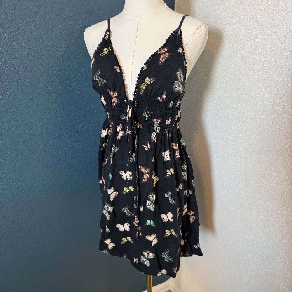 Fairycore Indie Butterfly Print Wild Fable Mini Dress Small Black